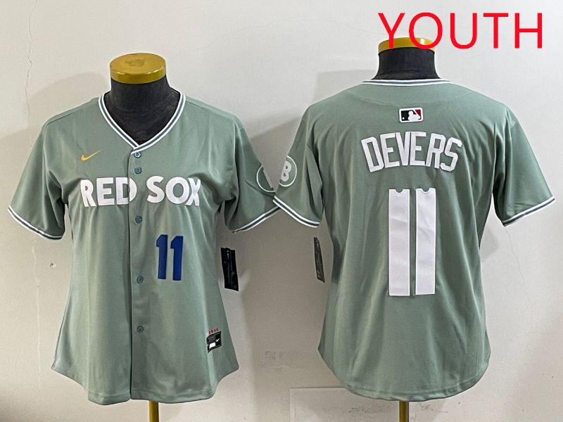 Youth 2025 Boston Red Sox #11 Devers Light Green Joint Name Nike MLB Jersey style 20->youth mlb jersey->Youth Jersey
